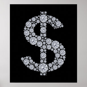 Póster Dólar Diamond Rótulo Bling