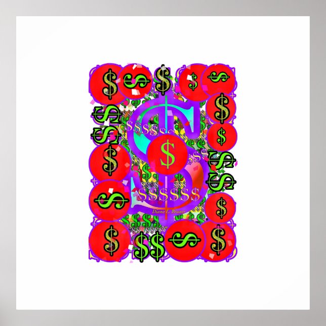 Póster Dólar Rótulos Dinero Moneda Dólar Thrift (Frente)