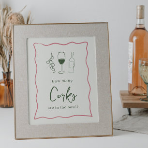 Póster Dolce Vita Bridal Shower "Cuántos Corks" Rótulo