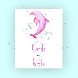 Póster Dolfo rosa de color de agua - tarjetas y regalos