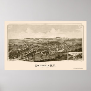 Póster Dolgeville, Mapa Panorámico de Nueva York - 1890