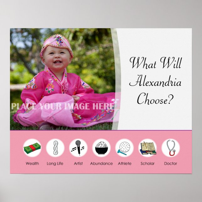 Póster Doljabi Doljanchi Dol coreano 1er cumpleaños (Frente)