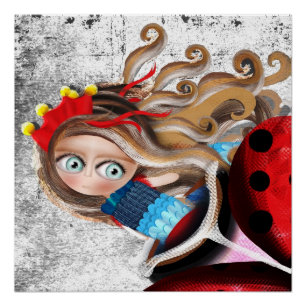 Póster DOLL Hermoso pelo largo ojos azules