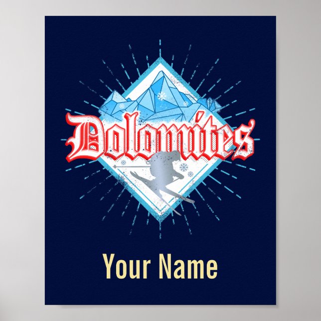 Póster Dolomitas Sur de Tirol Esquí Retro Vintage (Frente)