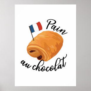 Póster Dolor Au Chocolat - Divertida pastelería francesa