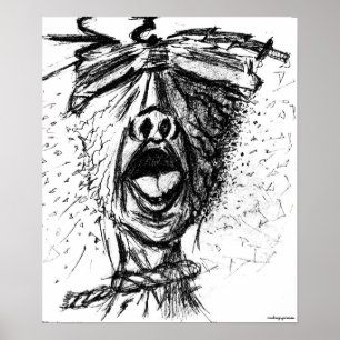 Póster Dolor y frustración - Dibujo con lápiz