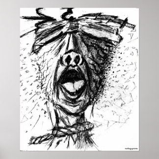 Póster Dolor y frustración - Dibujo con lápiz