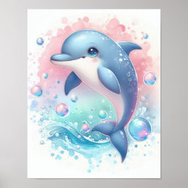 Póster Dolphin acuarela
