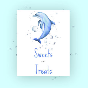 Póster Dolphin acuarela - dulces y golosinas