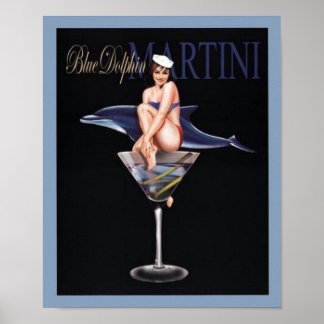Póster Dolphin azul Martini