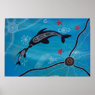 Póster Dolphin & Calf Poster by Mundara