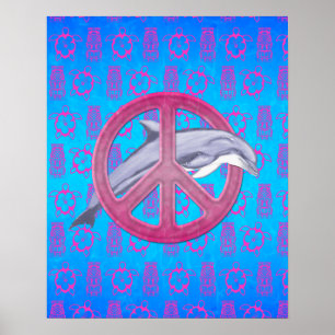 Póster Dolphin Peace Pink