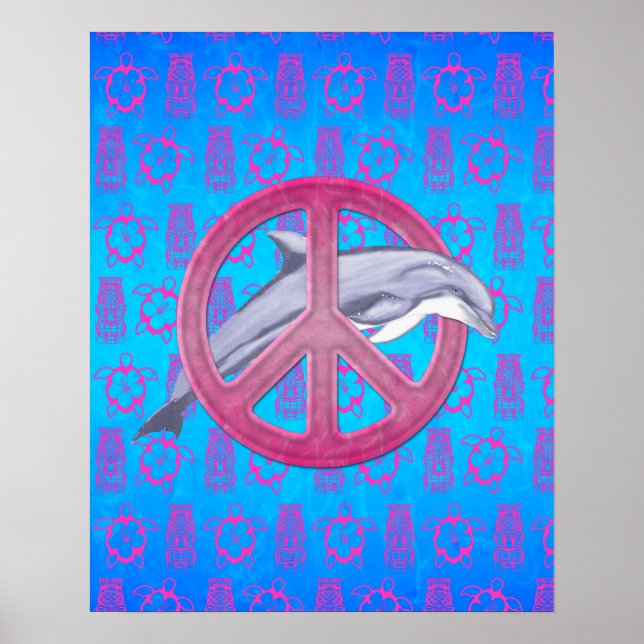 Póster Dolphin Peace Pink (Frente)
