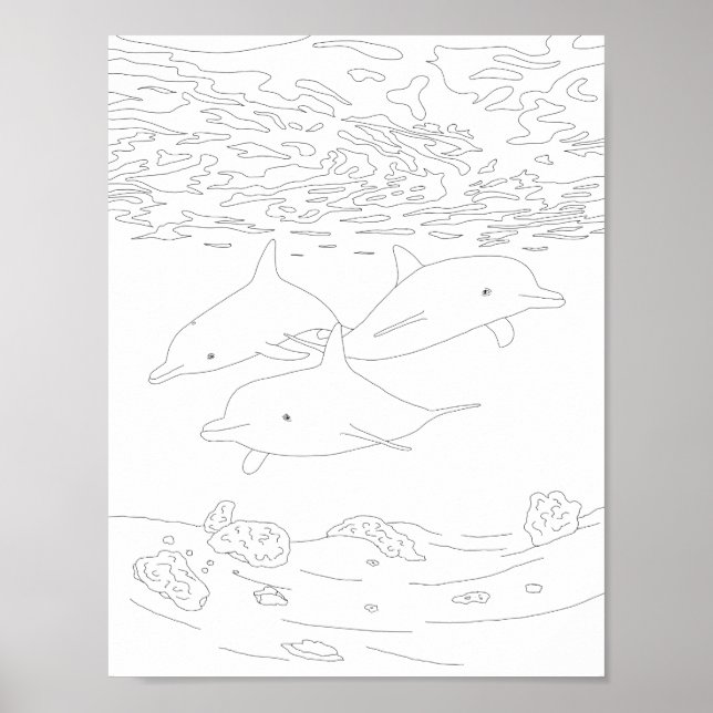 Póster Dolphin Pod Poster de Coloración para Adultos (Frente)