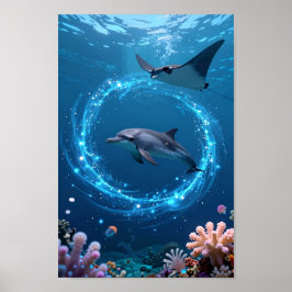 Póster Dolphin Sea Poster – Magical Ocean Aesthetic Wall 