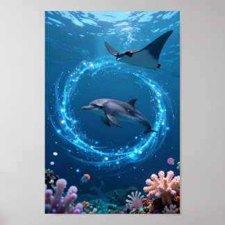Póster Dolphin Sea Poster – Magical Ocean Aesthetic Wall 