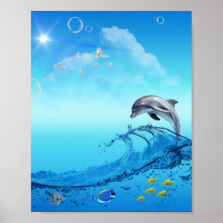 Póster Dolphin Wave Frutiger Aero