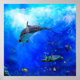 Póster Dolphin World "WIND ON WATER"