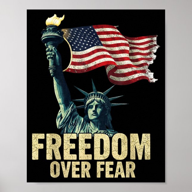 Póster Dom Over Fear Statue Of Liberty Flag Graphic  (Frente)