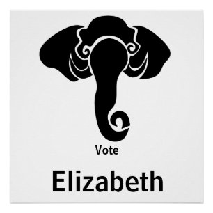 Póster Domicilio de la familia Elephant Negro Republicano
