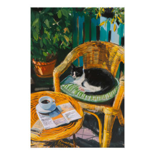 Póster Domingo perezoso mañana   Acogedora pintura para g