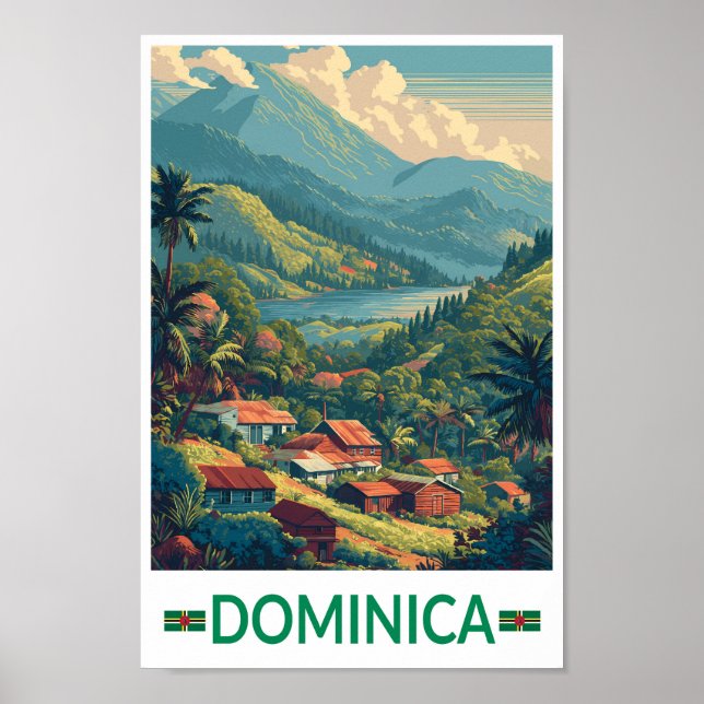 Póster Dominica Travel Art Vintage (Frente)