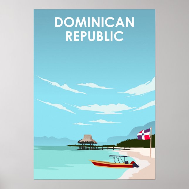 Póster Dominican Republic Caribbean Illustration Travel (Frente)