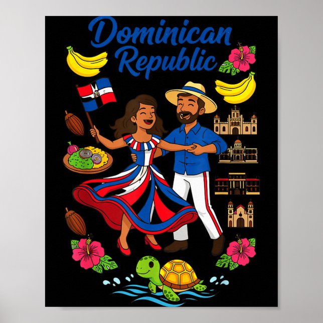 Póster Dominican Republic Culture Dancing Travel  (Frente)