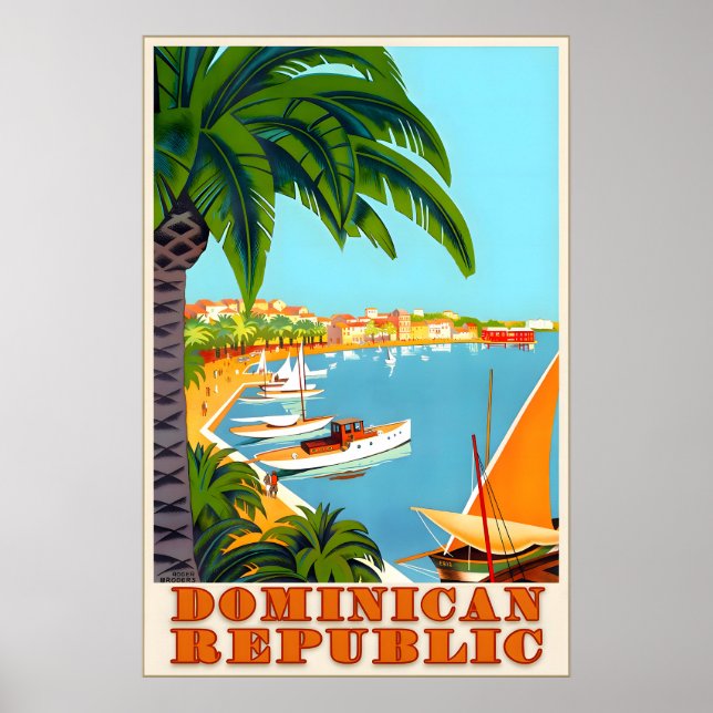 Póster Dominican Republic Hispaniola Caribbean Sea Travel (Frente)