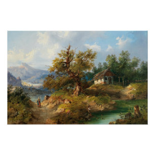 Póster Dominik Schufried Un Paisaje Montañoso con...