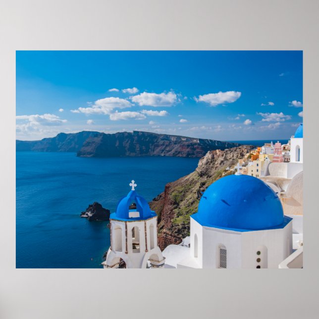 Póster Dominios azules de Santorini (Frente)