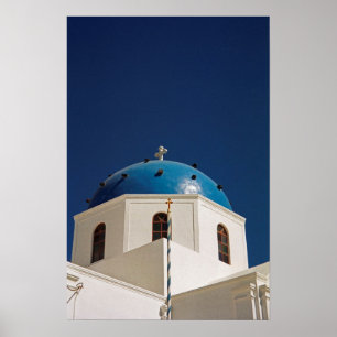 Póster Domo azul, Santorini, Grecia
