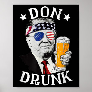 Póster Don Borracho presidente Donald Trump bebe cerveza