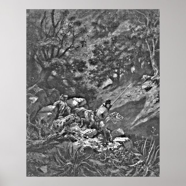 Póster Don Quijote en el engrase forestal (Frente)
