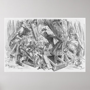 Póster Don Quijote luchando contra las marionetas