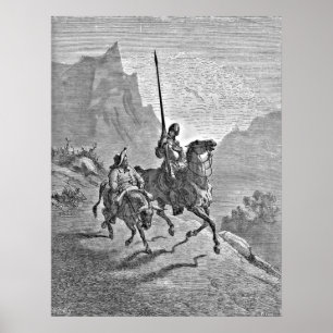 Póster Don Quijote y ilustracion de Sancho Panza