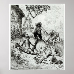 Póster Don Quijote y los molinoes de viento