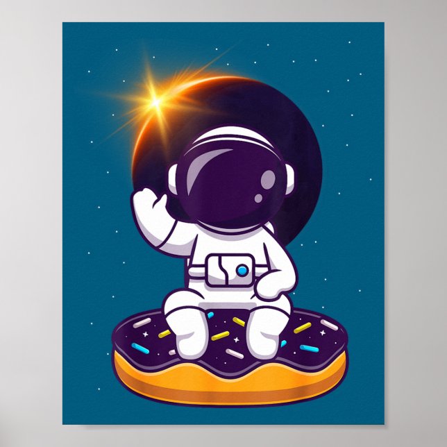 Póster Dona del eclipse solar total del astronauta divert (Frente)