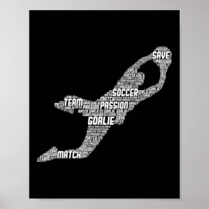 Póster Dona jugando fútbol divertido deportes trendy retr