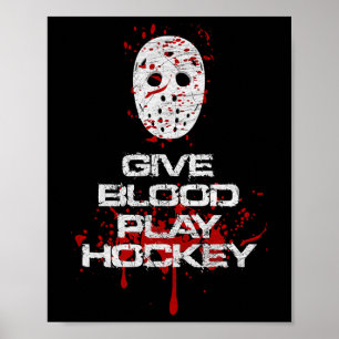Póster Dona Sangre Juega Hockey Jugador de Hockey sobre H