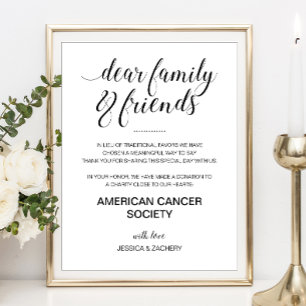 Póster Donación de Caridad Elegante en Lugar de Favores d