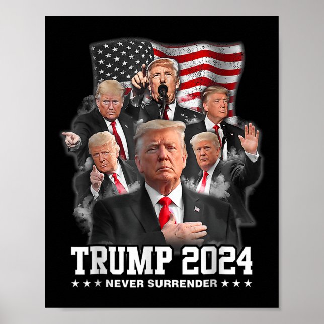 Póster Donald J Trump 2024 nunca se rinde (Frente)