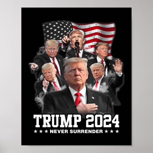 Póster Donald J Trump 2024 nunca se rinde (Frente)