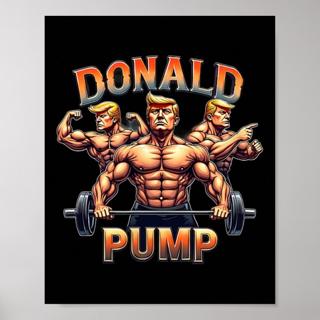 Póster Donald Pump Funny Muscle Gym Meme  (Frente)