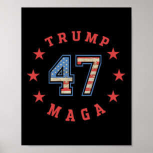 Póster Donald Trump 2024 45 47 megabandera estadounidense