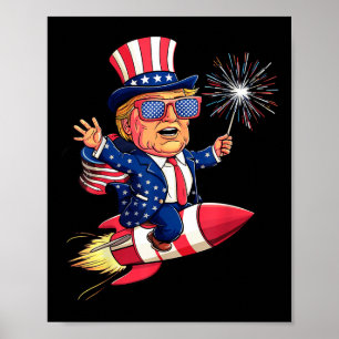 Póster Donald Trump 2024 Feliz 4 de julio a Trump