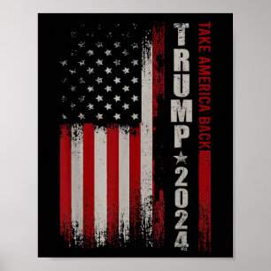 Póster Donald Trump 2024 recuperó la bandera estadouniden