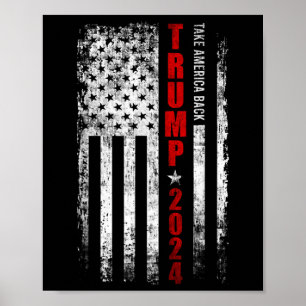 Póster Donald Trump 2024 recuperó la bandera estadouniden