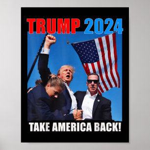 Póster Donald Trump 2024 recuperó la bandera estadouniden