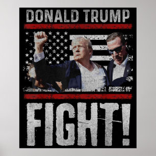 Póster Donald Trump 2024 Sobrevivió a Disparo en Mitin El